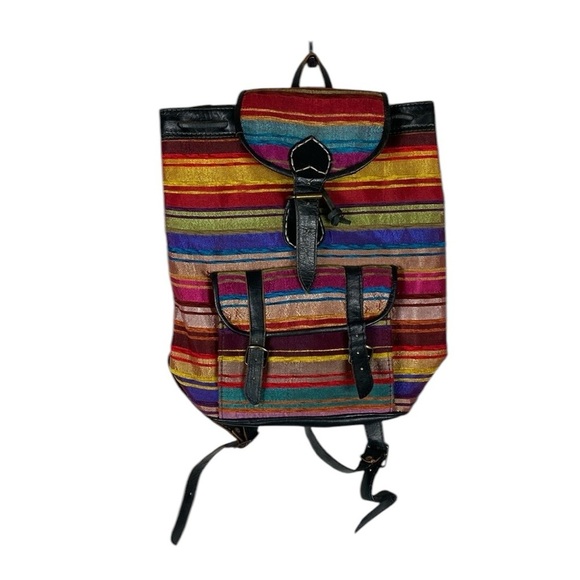 Vintage Handbags - Vintage rainbow multicolor stripe backpack